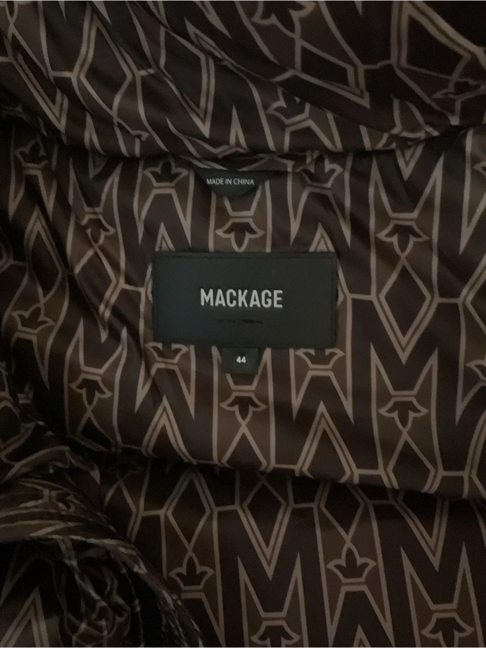 Mackage Brown Monogram Quilted Puffer Vest with Logo Patch